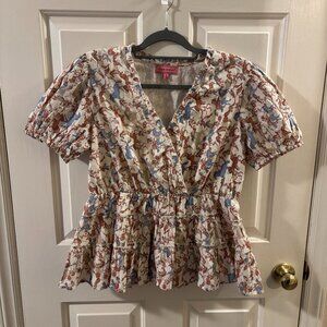 Simply Southern Women's Wrap-Style Top w/ Peplum Hem ~ NWOT ~ Small ~ Horses